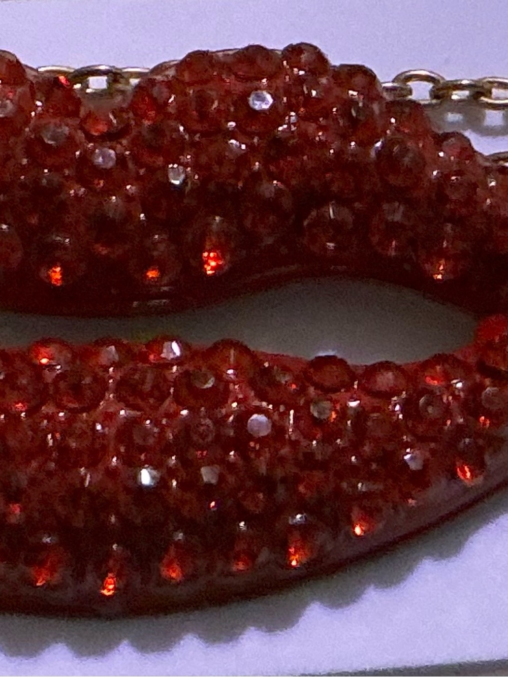 Betsey Johnson Red Crystal Lip Pendant Necklace